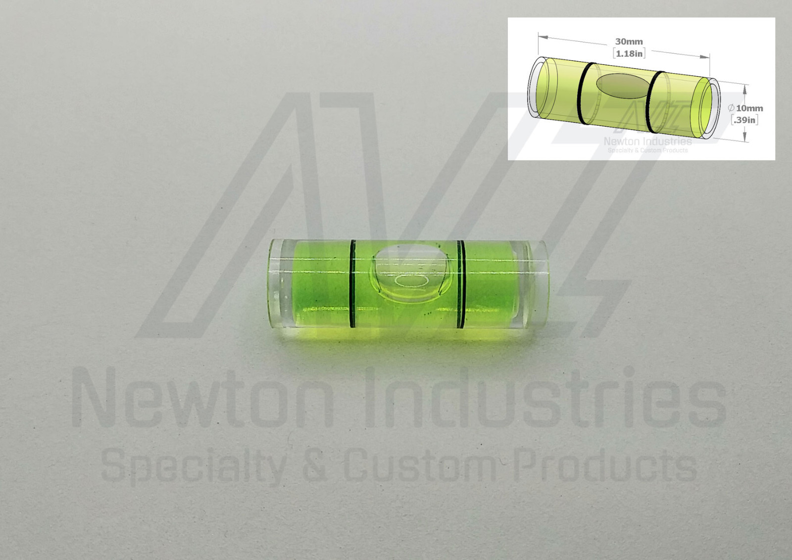 5pcs Acrylic Ø10x30mm Bubble Spirit Level Vial YlwGreen Sens: 38'/2mm 11.05mm/m
