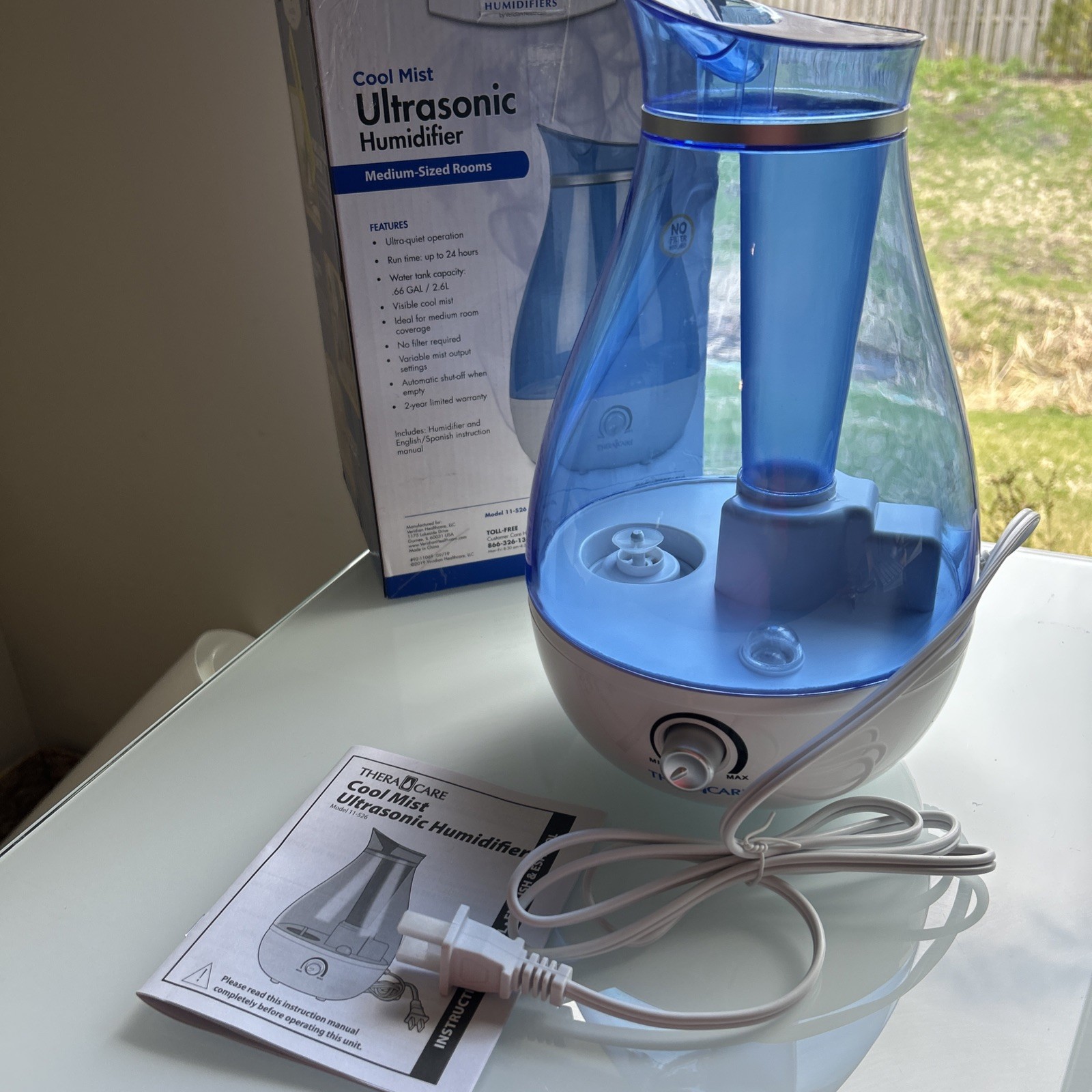 TheraCare Cool Mist Ultrasonic Humidifier Medium-Sized Rooms