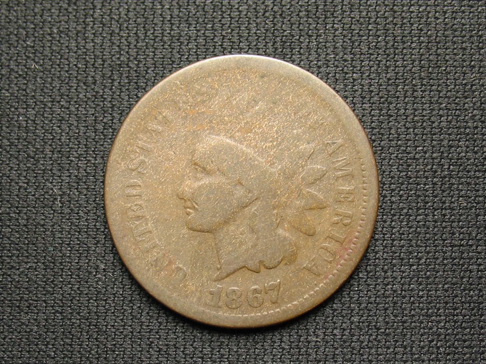 OLD COPPER COIN! GOOD+ 1867 INDIAN HEAD CENT PENNY COLLECTIBLE U.S. PENNY LOT 3*