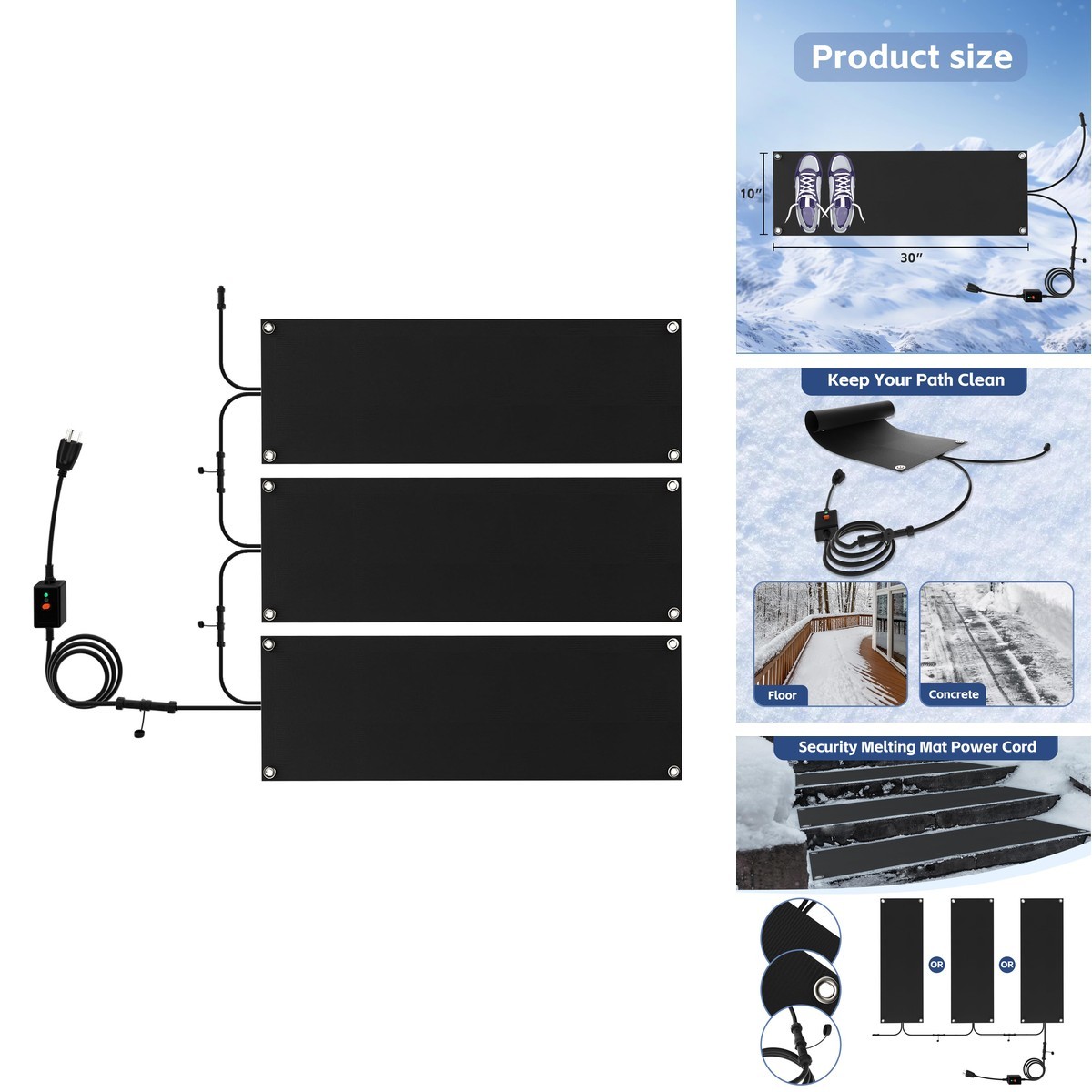 NexiPro Snow Melting Mats, Heated Outdoor Mats Walkways, Electric Snow Melting