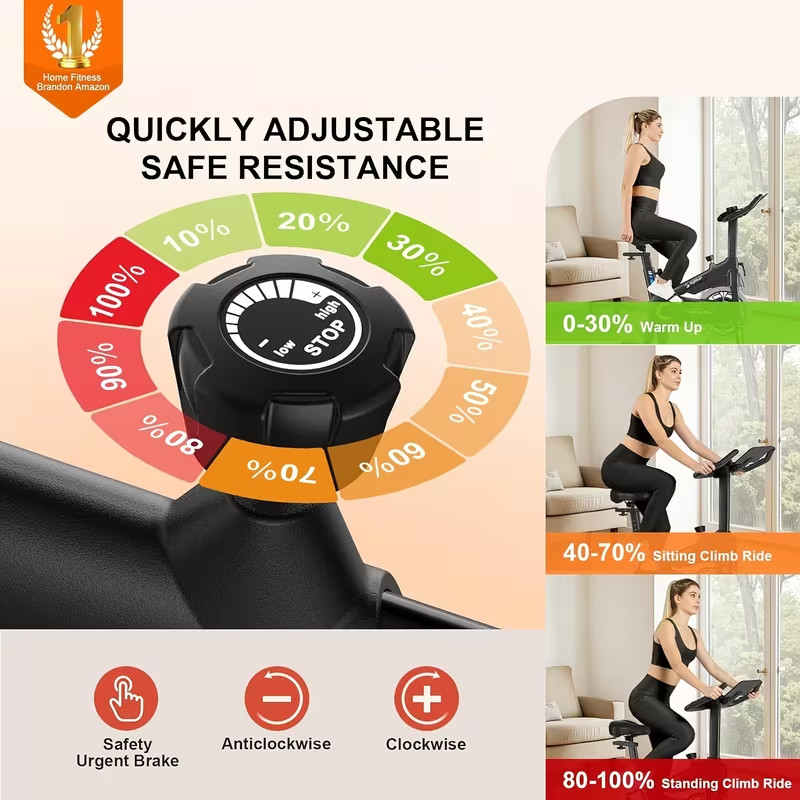 for home Exercise Bikes, Adjustable Magnetic Resistance, Silent Belt Drive, Upgr