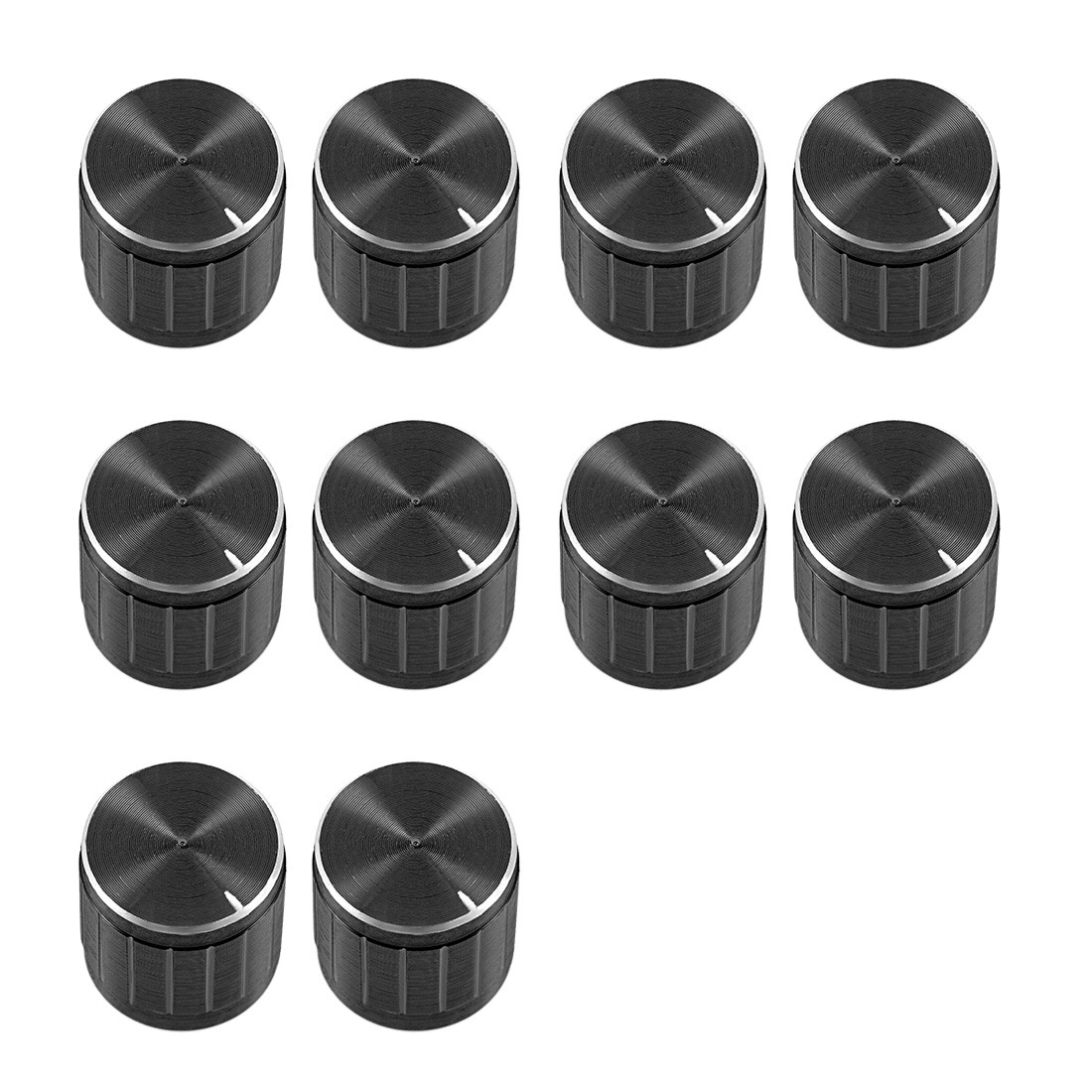 10Pcs 6mm Insert Shaft 16 x 16mm Aluminum Alloy Potentiometer Rotary Knob Pots