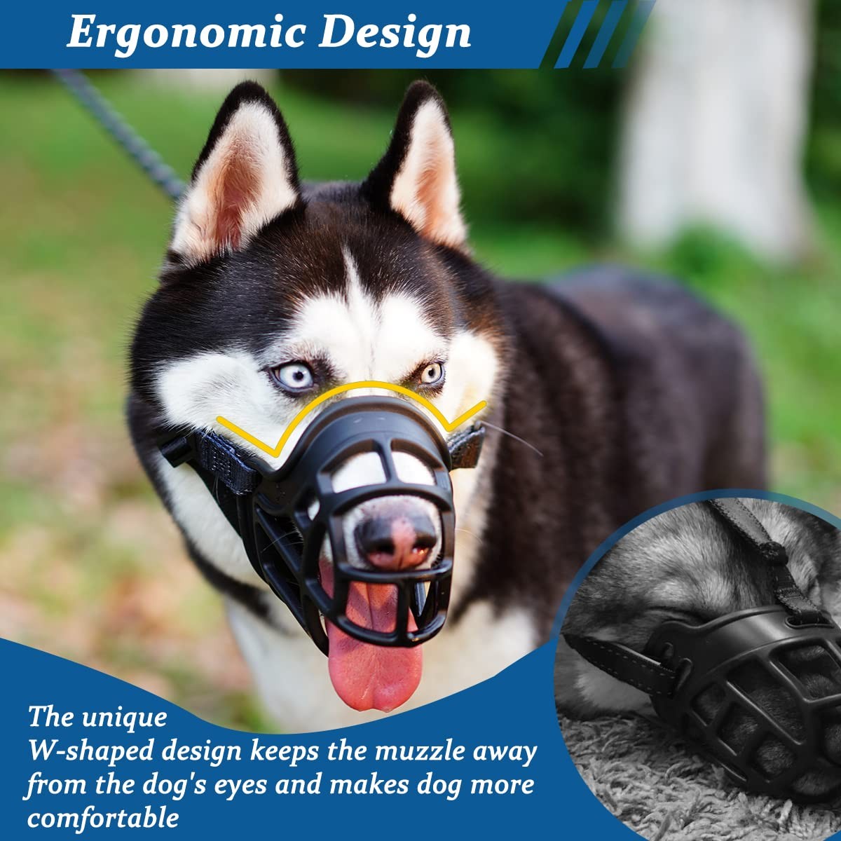 BARKLESS Dog Muzzle, Basket Muzzle Anti Biting 3 (Snout 9½-10½"), Black