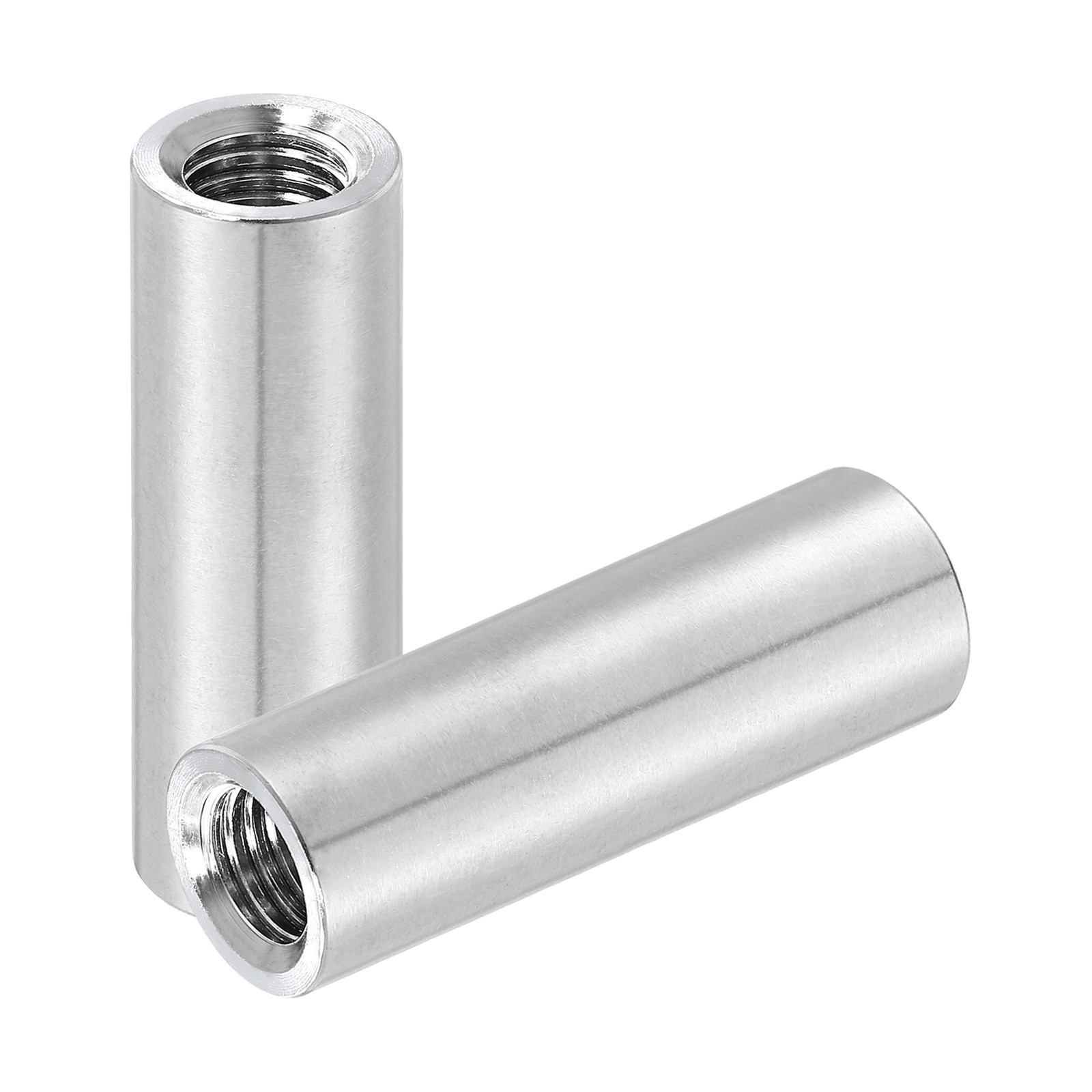 2Pcs 304 Stainless Steel M12x1.75mm Round Coupling Nuts, 0.71x1.97"(ODxH)