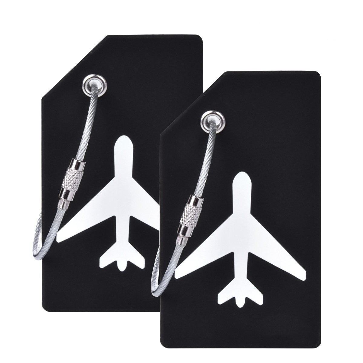 2Pcs Black Silicon Travel Luggage Tags Suitcase Bag One_Size,