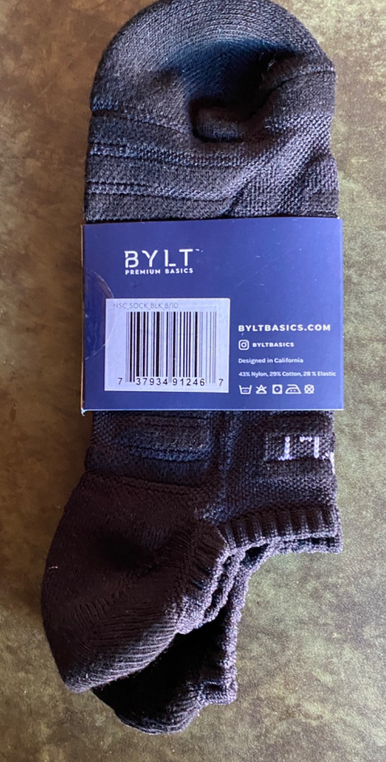 Bylt Compression Socks 1 Pair 8-10 Black Low Ankle