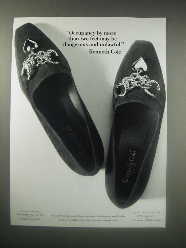 1990 Kenneth Cole Shoes Ad - Occupancy by more than two feet may be dangerous
