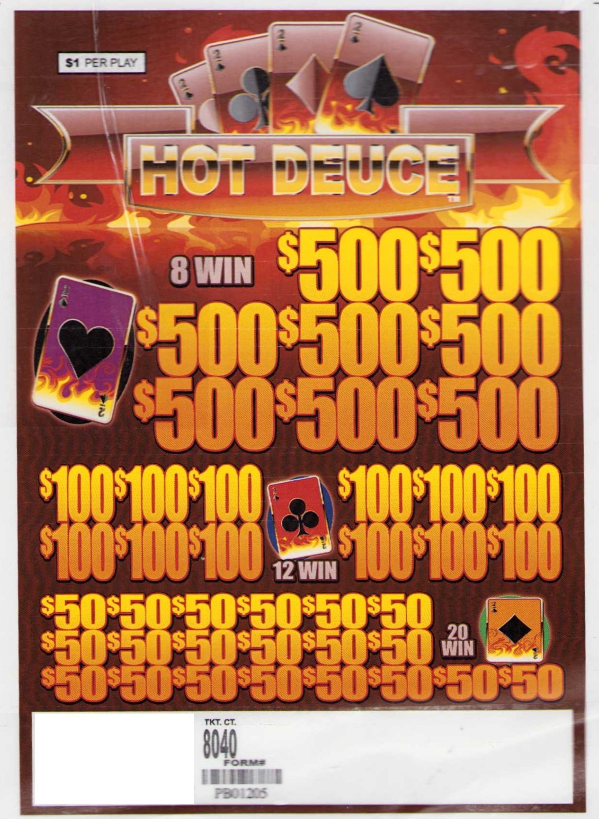 Pull Tab Tickets - Jar - Game - Hot Deuce - 8,040 ct