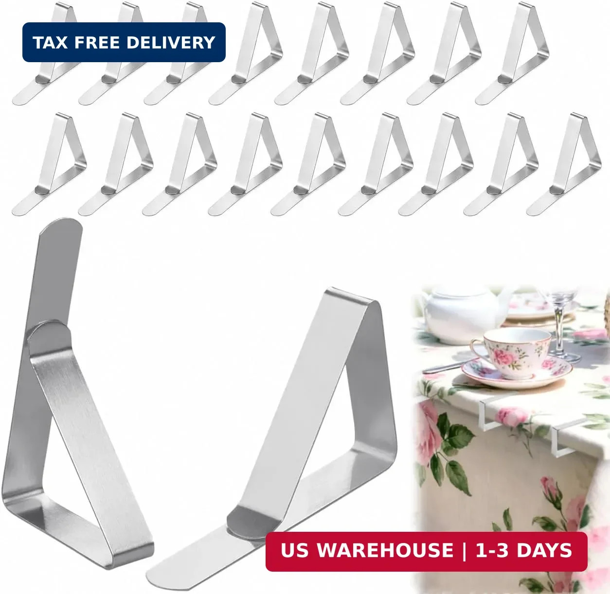 RAINFLOW 20 Pack Tablecloth Clips - Table Cloth Holder Clips, Picnic Table Clips