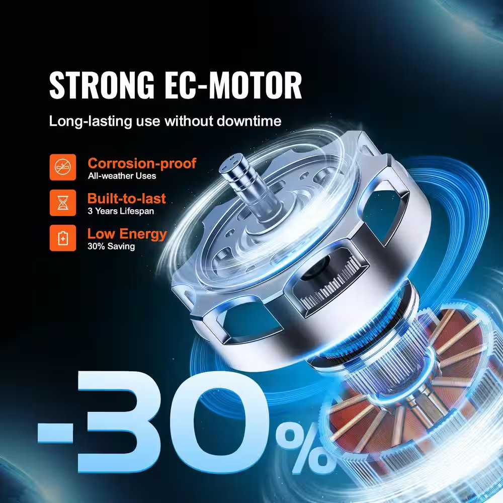 Inline Duct Fan, 8-In. 807 CFM with Temperature Humidity Controller, Quiet Ec-Mo