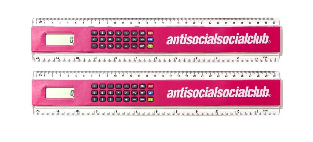 2x Anti Social Social Club 5507 Pink Ruler & Calculator ASSC