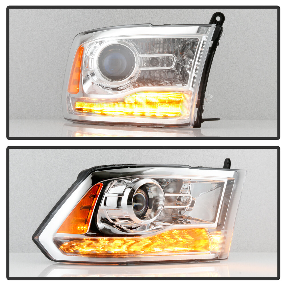 2016-2018 Ram 1500 w/Chrome Trim LED DRL Projector Headlight Headlamp-Passenger