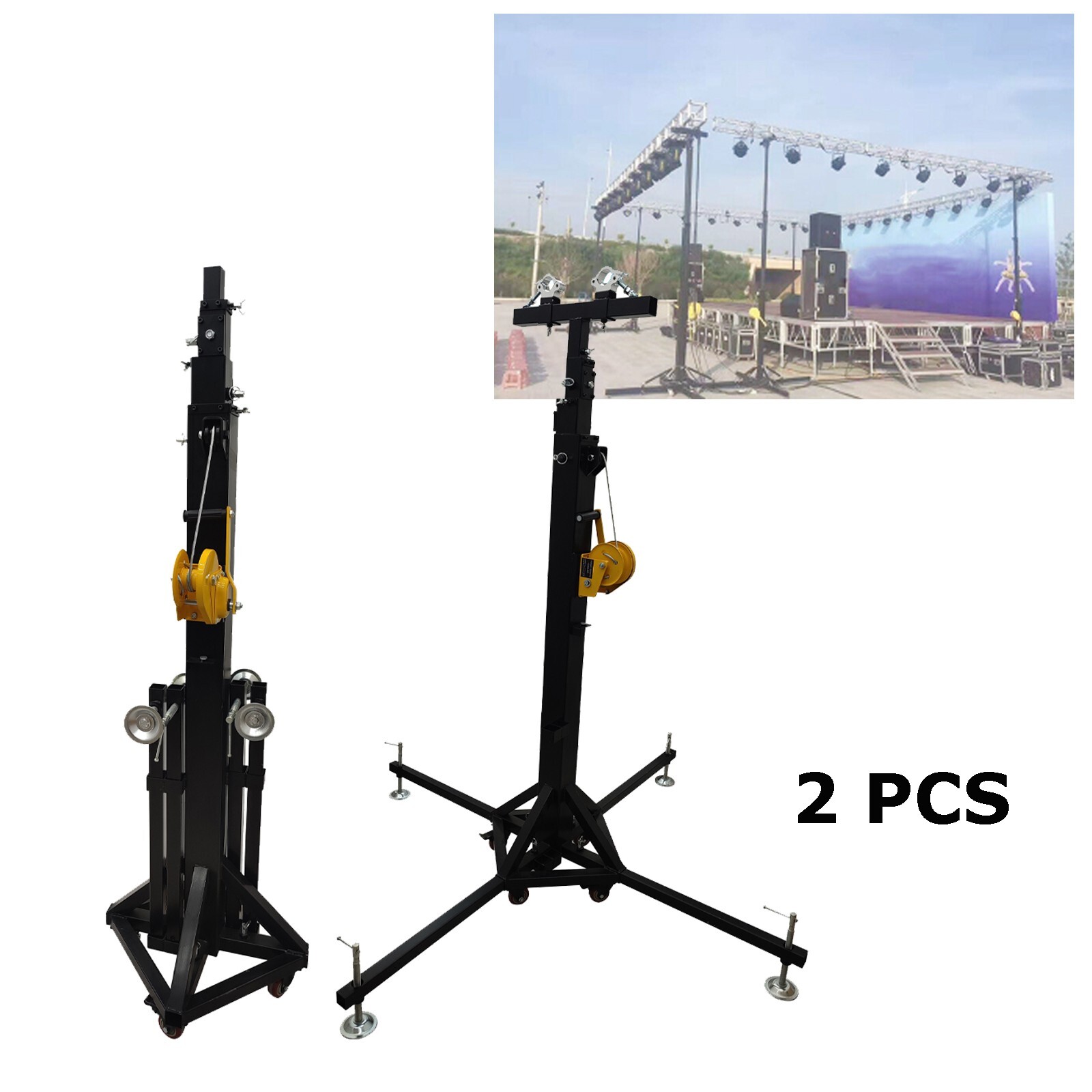 2*19Ft Heavy Duty Lifter Crank Lighting DJ Concert Stand Outriggers Global Truss