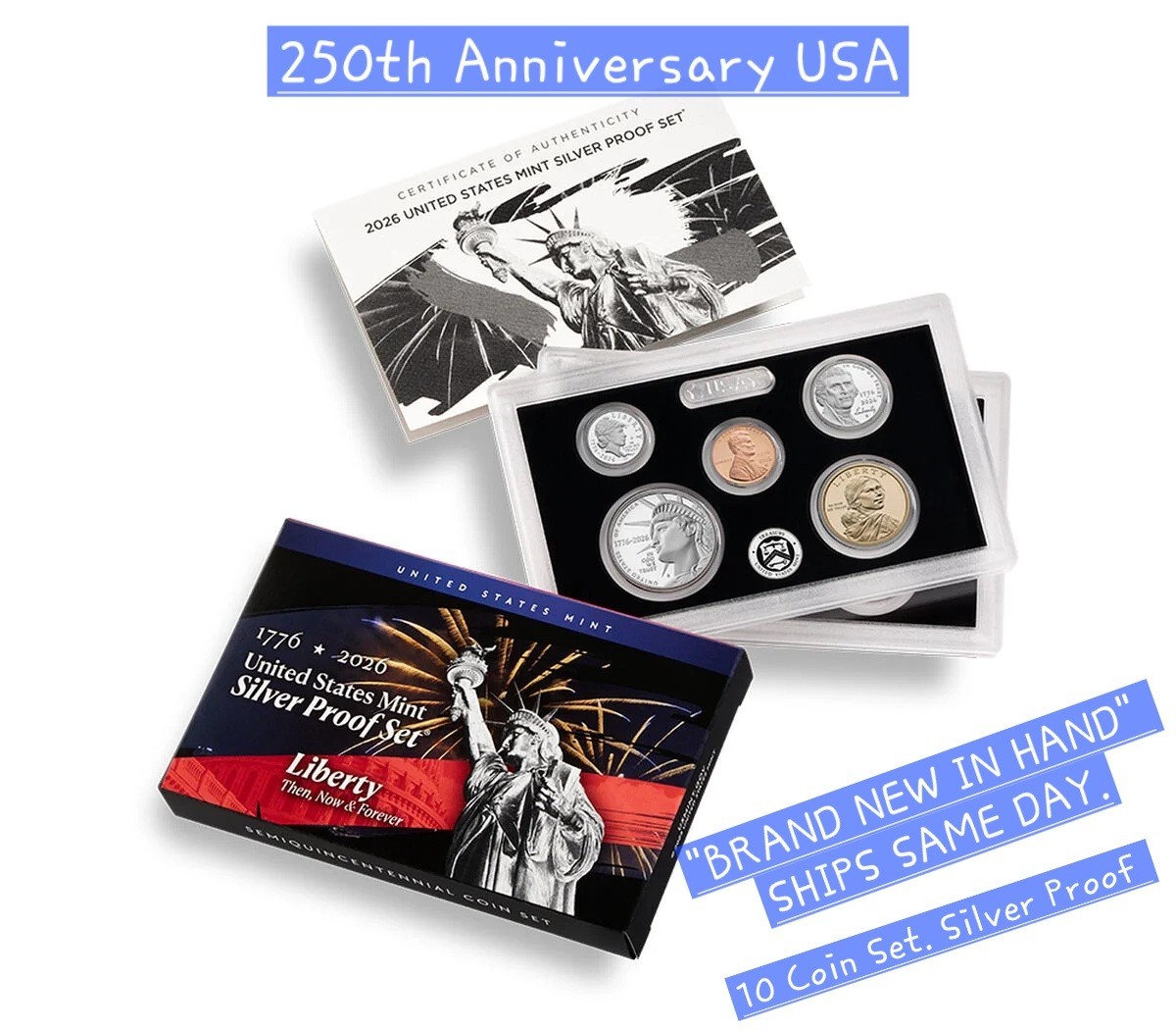 2026 S United States Silver Proof 10 Coin Set with Box and COA. "IN HAND"
