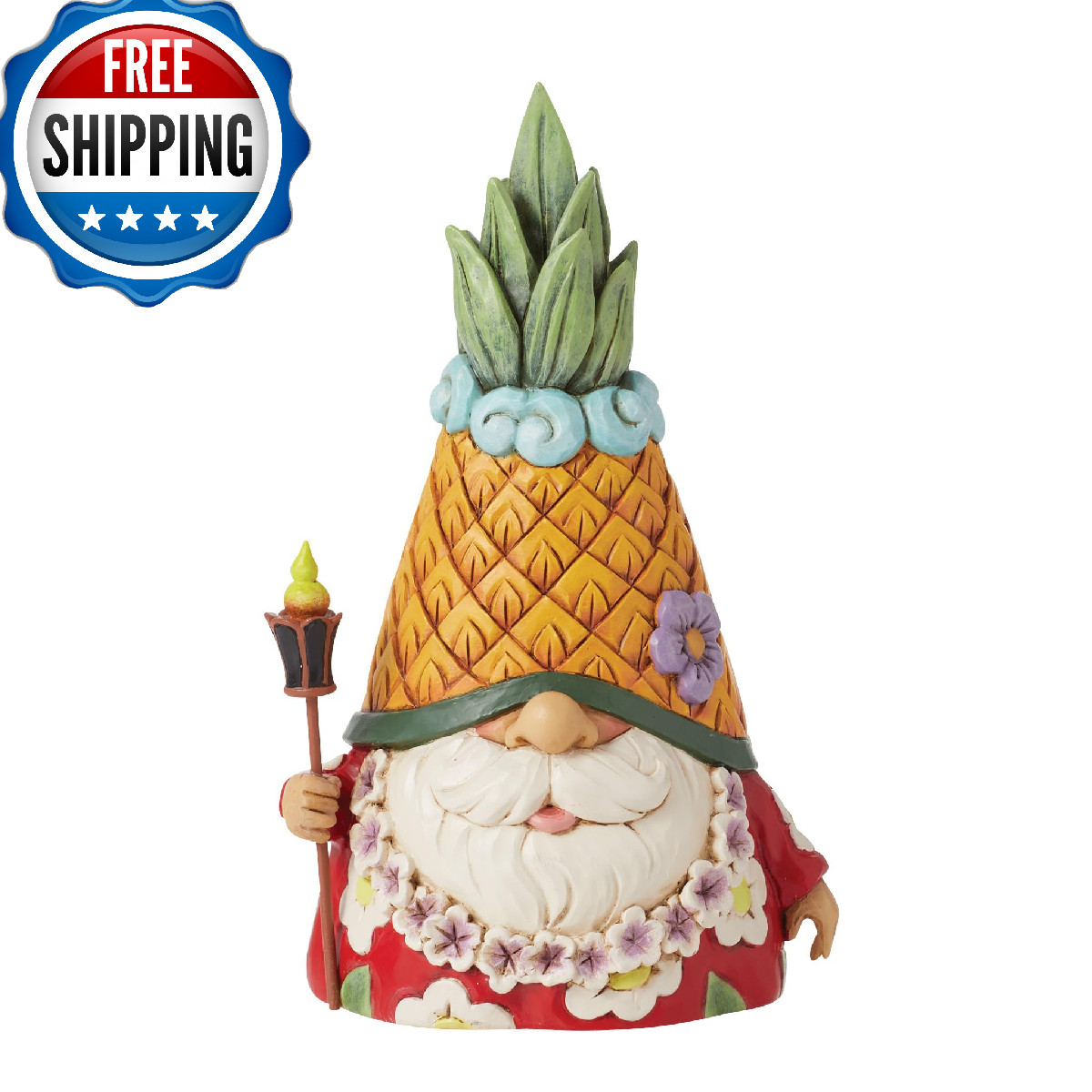 Enesco Jim Shore Heartwood Creek Coastal Tropical Pineapple Gnome Figurine- Ston