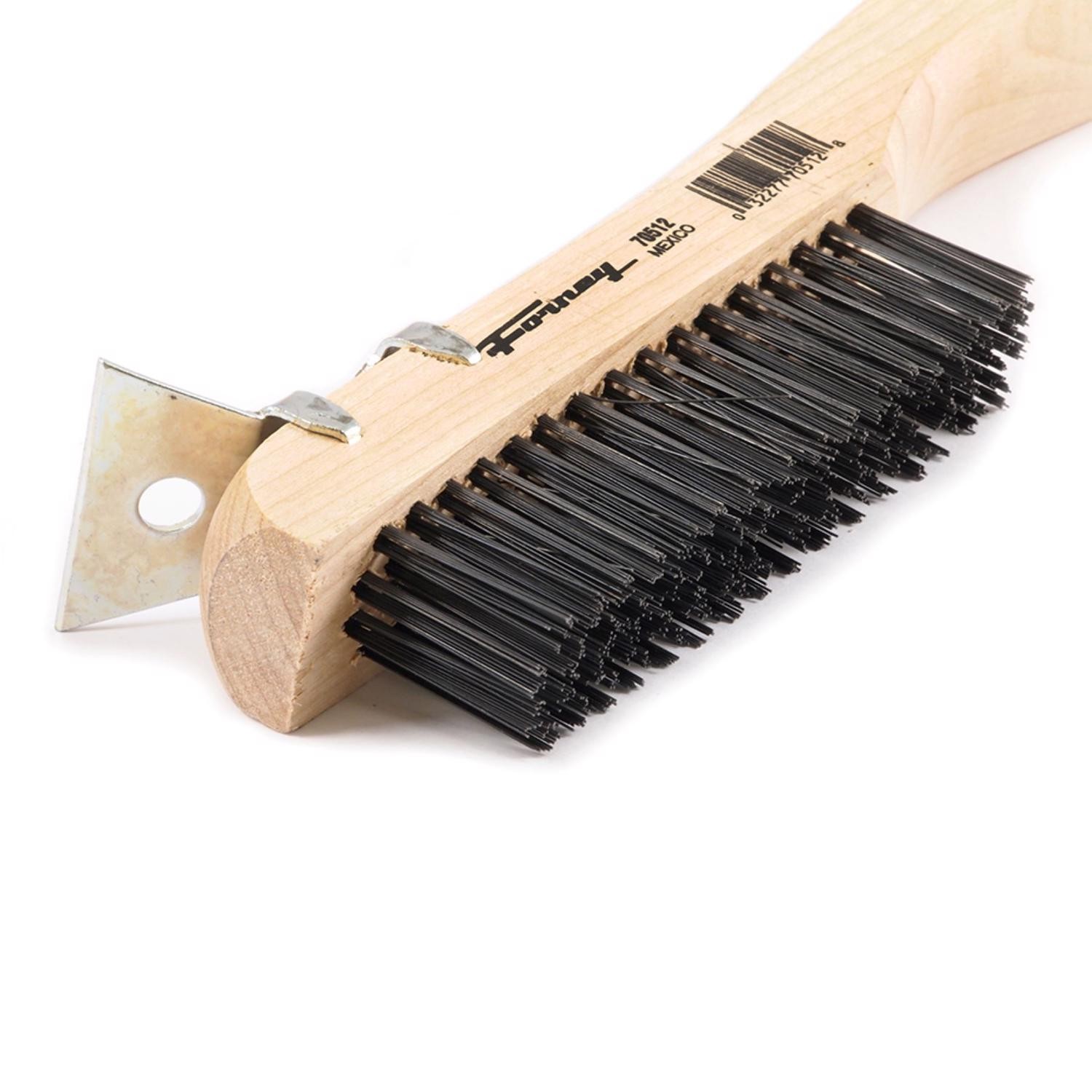 Forney 70512 Steel Wood Shoe Handle Scratch Brush 0.014 Wire x 10-1/4 L in.