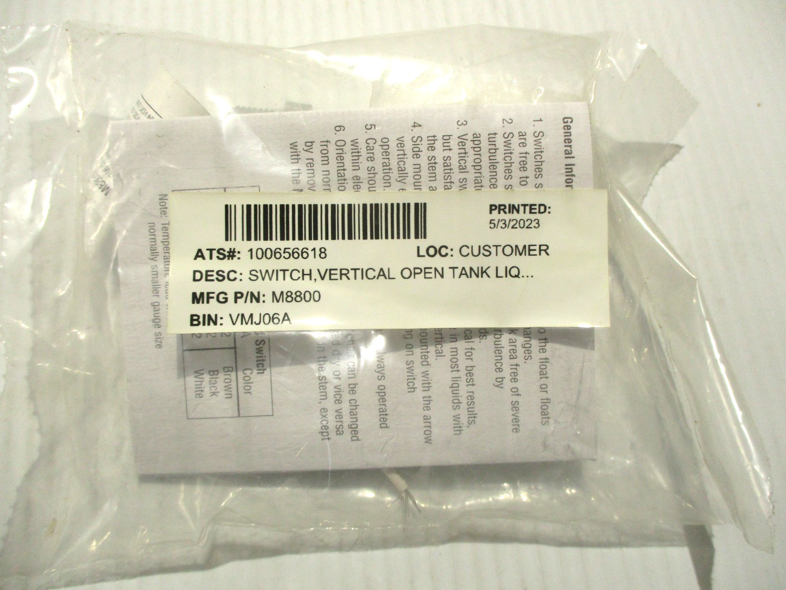 NEW MADISON M8800 LIQUID LEVEL SWITCH 2A552