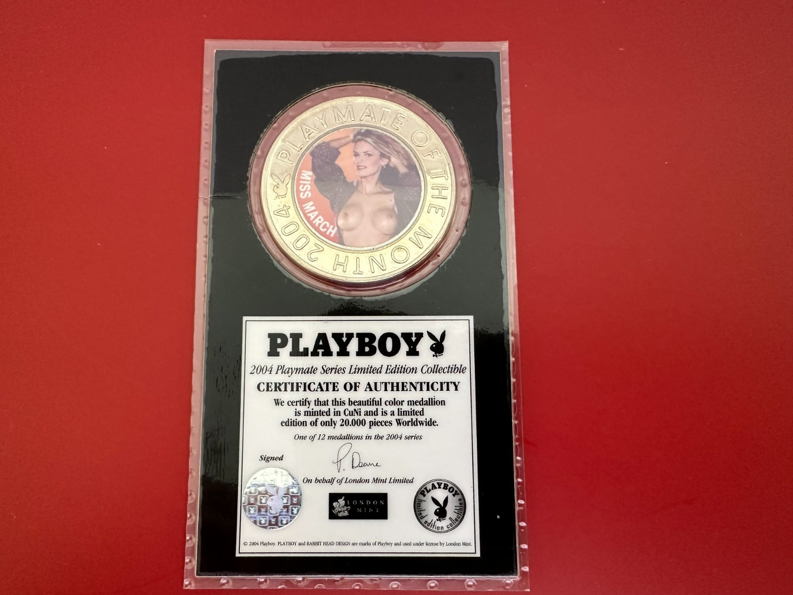 RARE! PLAYBOY LIMITED EDITION MARCH 2004 SANDRA HUBBY COLLECTIBLE COIN WITH COA!