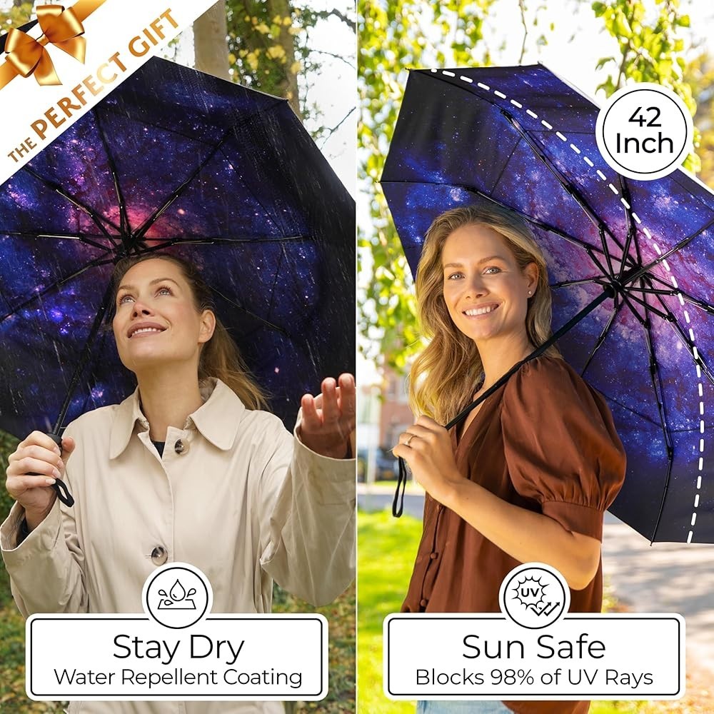 Windproof Travel Umbrella Compact Auto Open Folding Rain Umbrella Portable