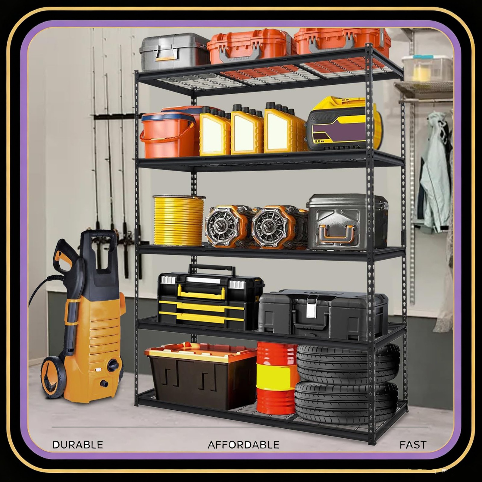 Heavy Duty Storage Shelves 24" x 60" x 77" 5-tier Garage Storage Shelving 2500LB