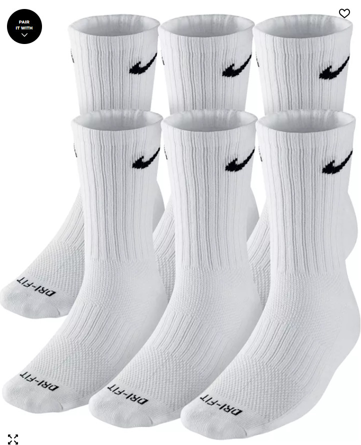 Free Shipping! Nike Unisex Everyday Plus Cushioned Training Crew Socks, 6-Pack