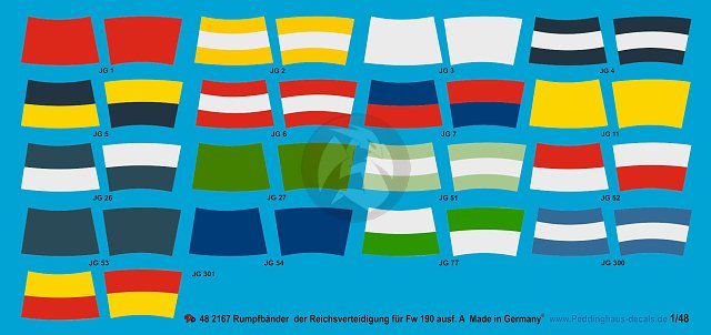 Peddinghaus 1/48 Fw 190 A Fuselage Bands (Rumpfband) Defense of the Reich 2167