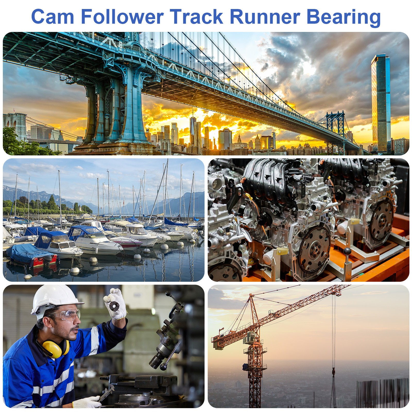 CF10/KR22 Cam Follower Track Runner Bearings, 22mm Roller Dia M10 Stud