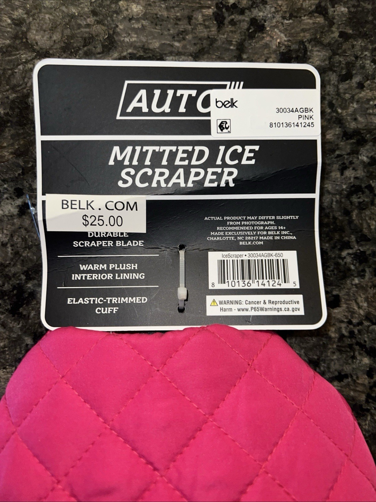 New With Tags Auto Admitted Ice Scraper With Pink Exterior And Gray Interior