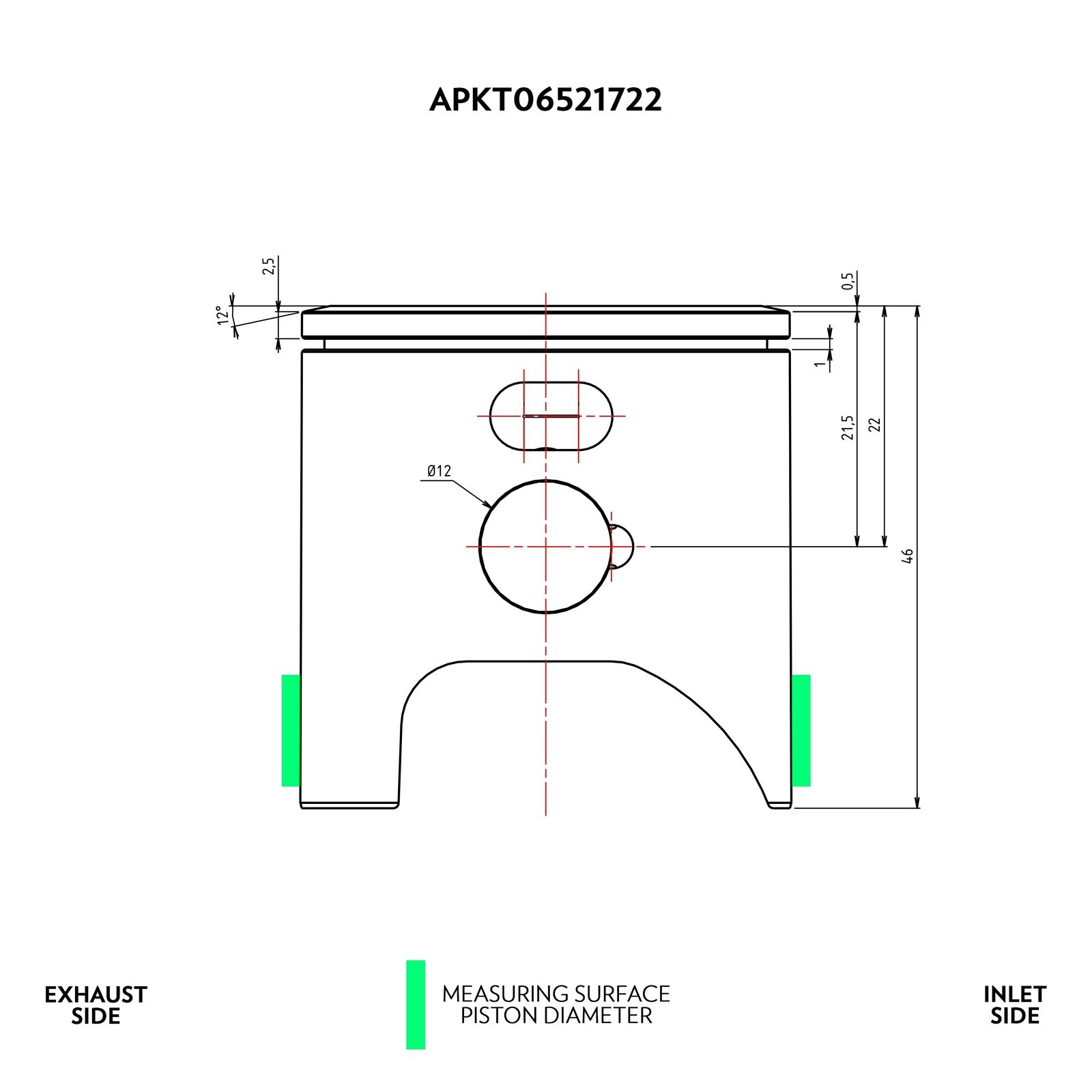 VHM piston kit KTM 65SX 09-23 / Husqvarna TC65 / GasGas MC65 Ø44.96 (12° top)