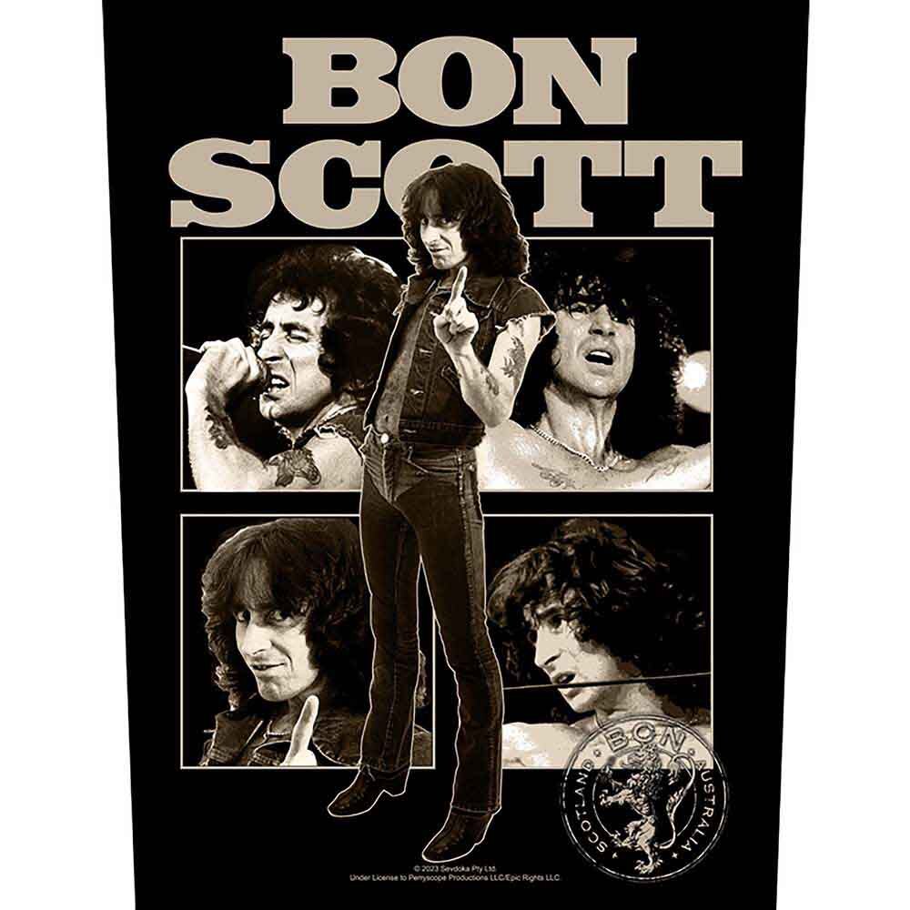 BON SCOTT - COLLAGE - BACK PATCH - BRAND NEW - MUSIC BP1256