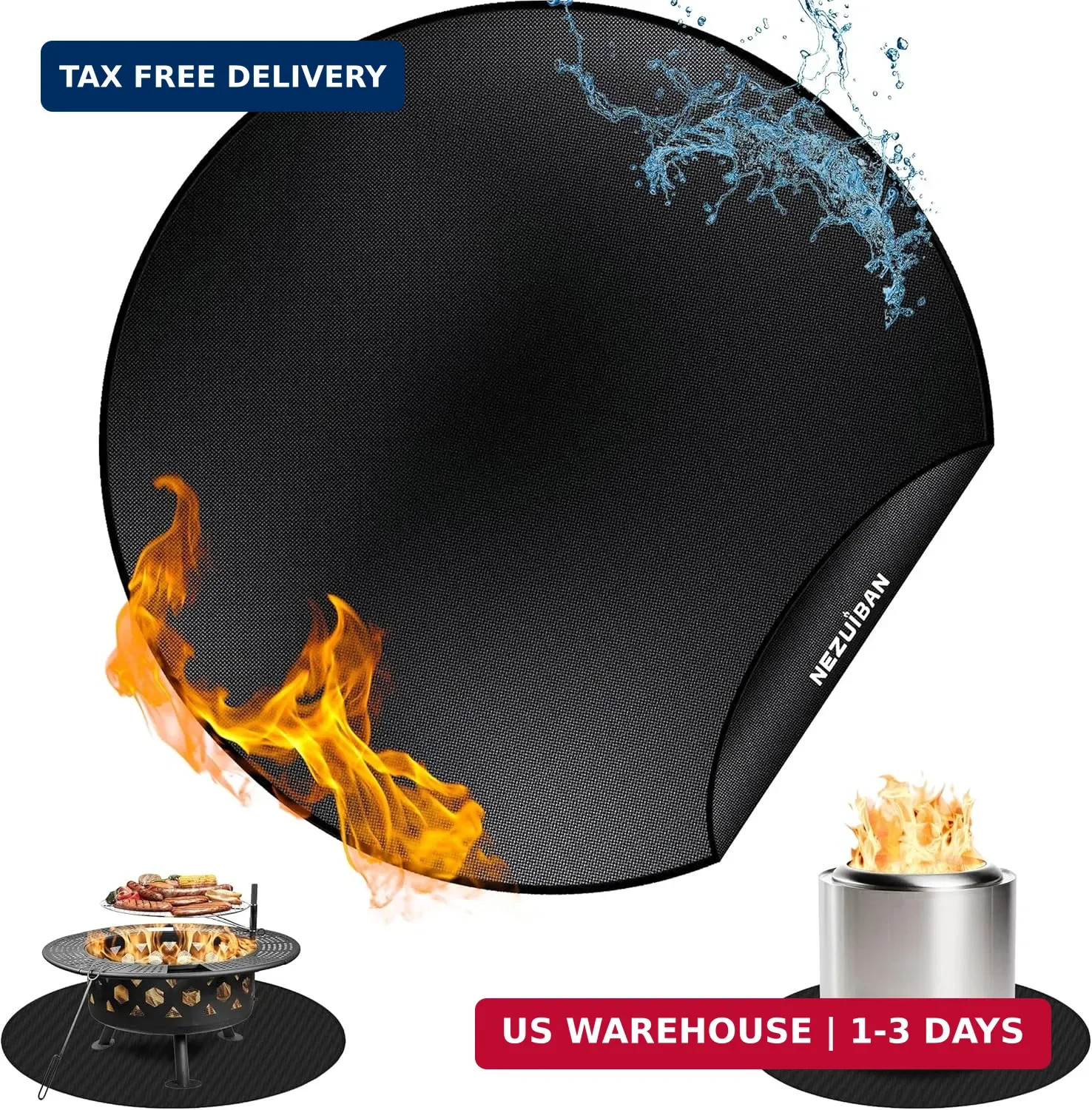 36'' Round Fire Pit Mat for Solo Stove Bonfire,Double-Sided Fireproof Grill Mat,