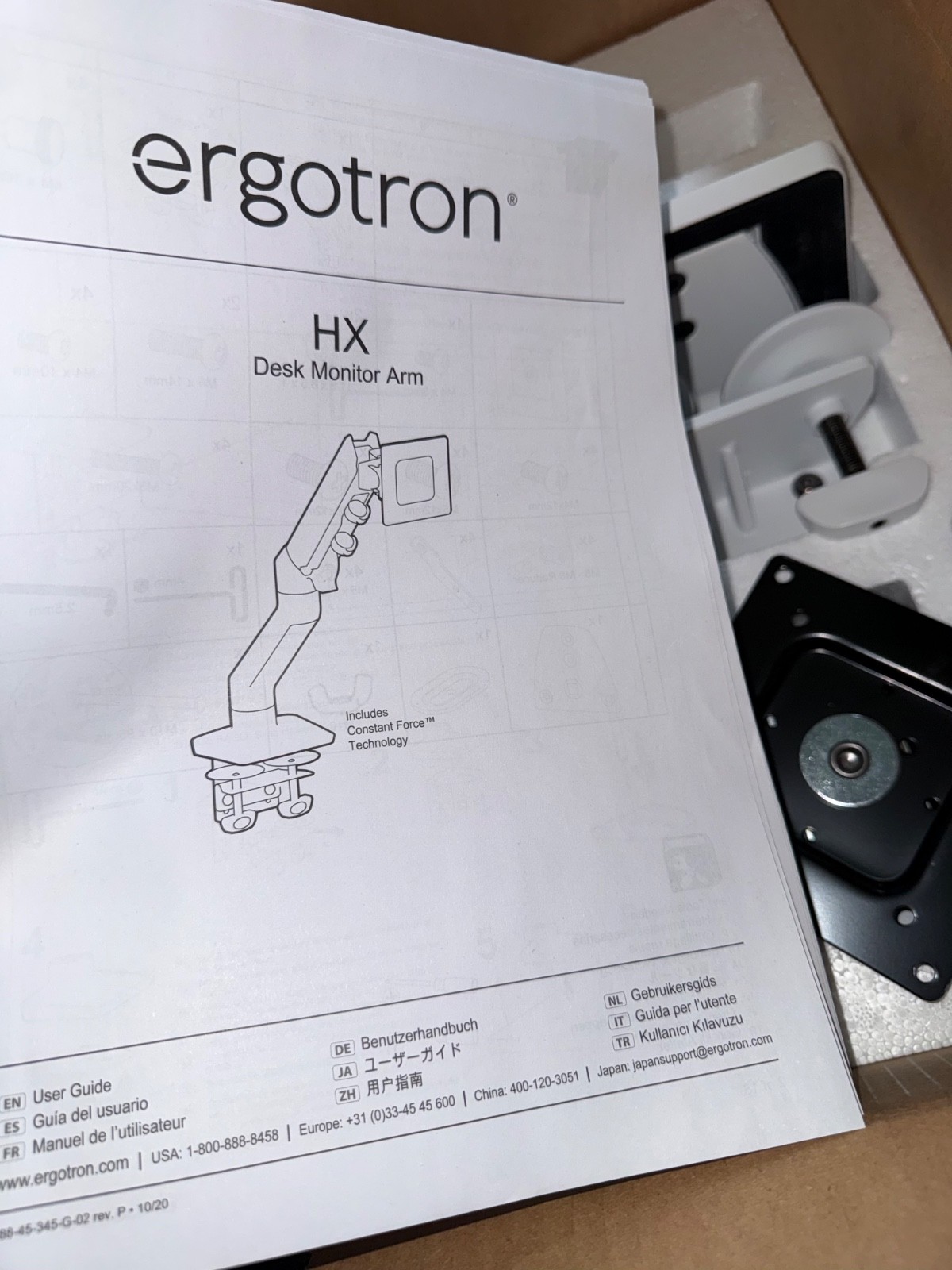 Ergotron 45-475-216 HX Desk Mount Arm Single Display Monitor (White)