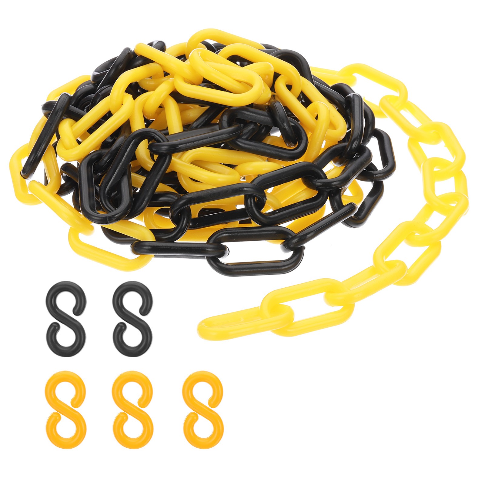 Plastic Chain Links, 10 Foot Safety Chains, Yellow/Black Chains Barriers,6mm