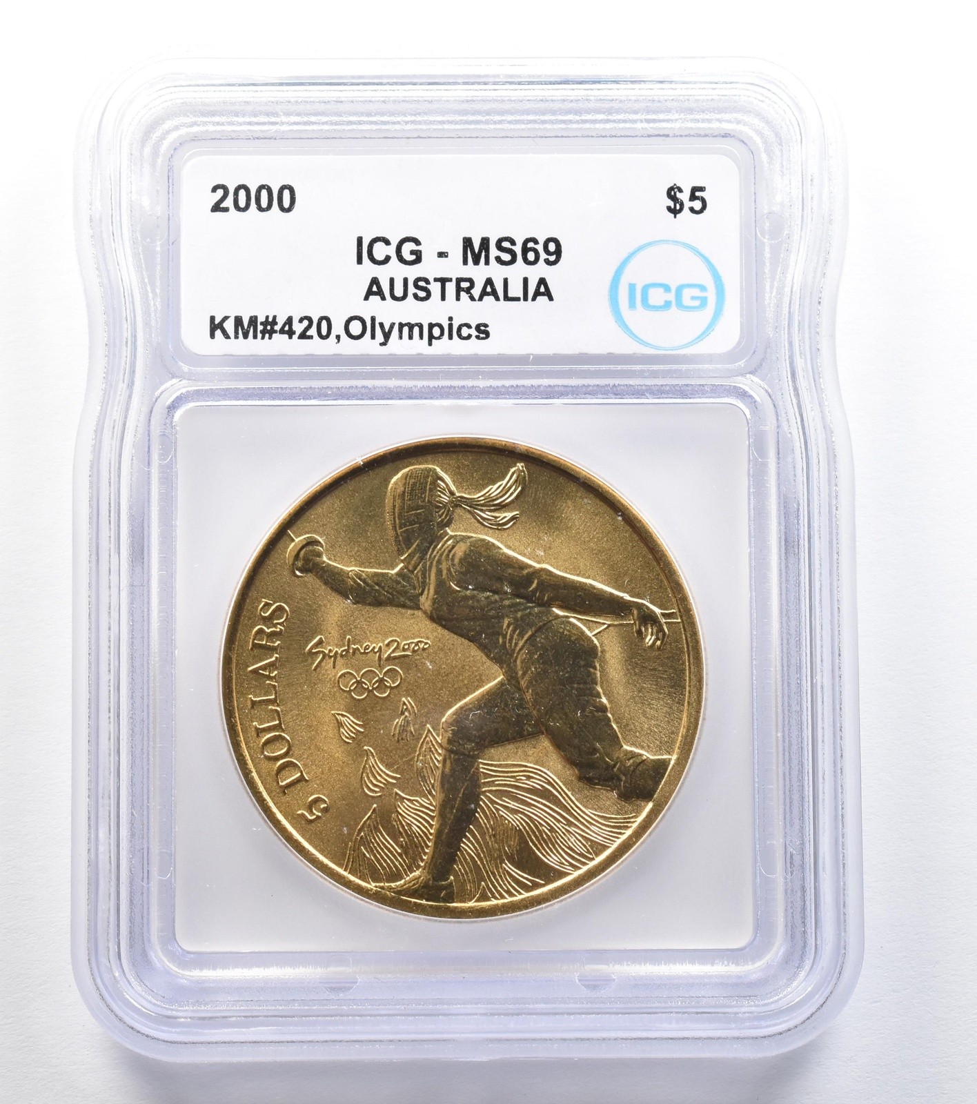 2000 Australia 5 Dollar Sydney Olympics Fencing KM#420 MS69 ICG *7904
