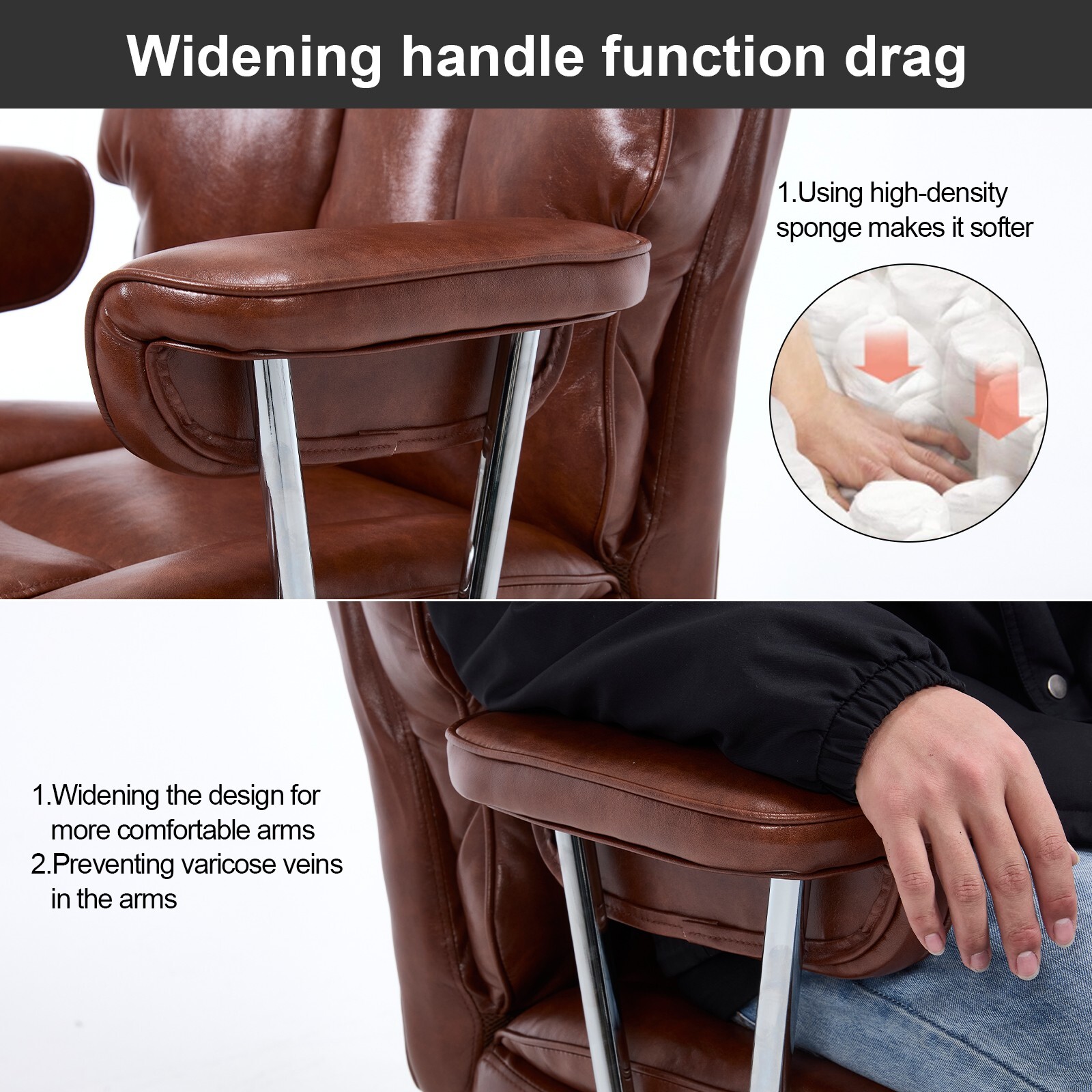 Big and Tall Office Chair Ergonomic PU Leather Computer Desk Chair Footrest