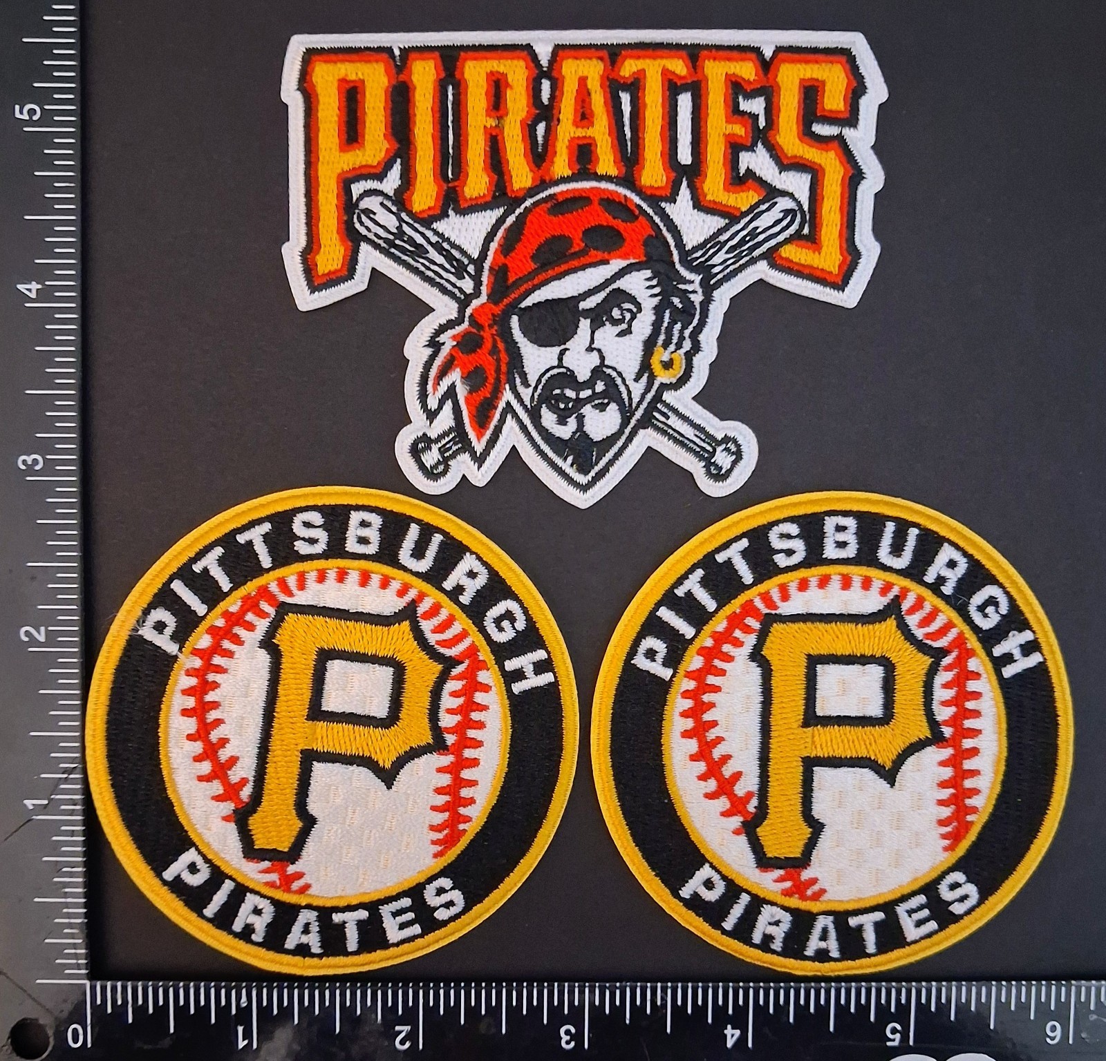 3 Qty PITTSBURGH PIRATES IRONON EMBROIDERED PATCH