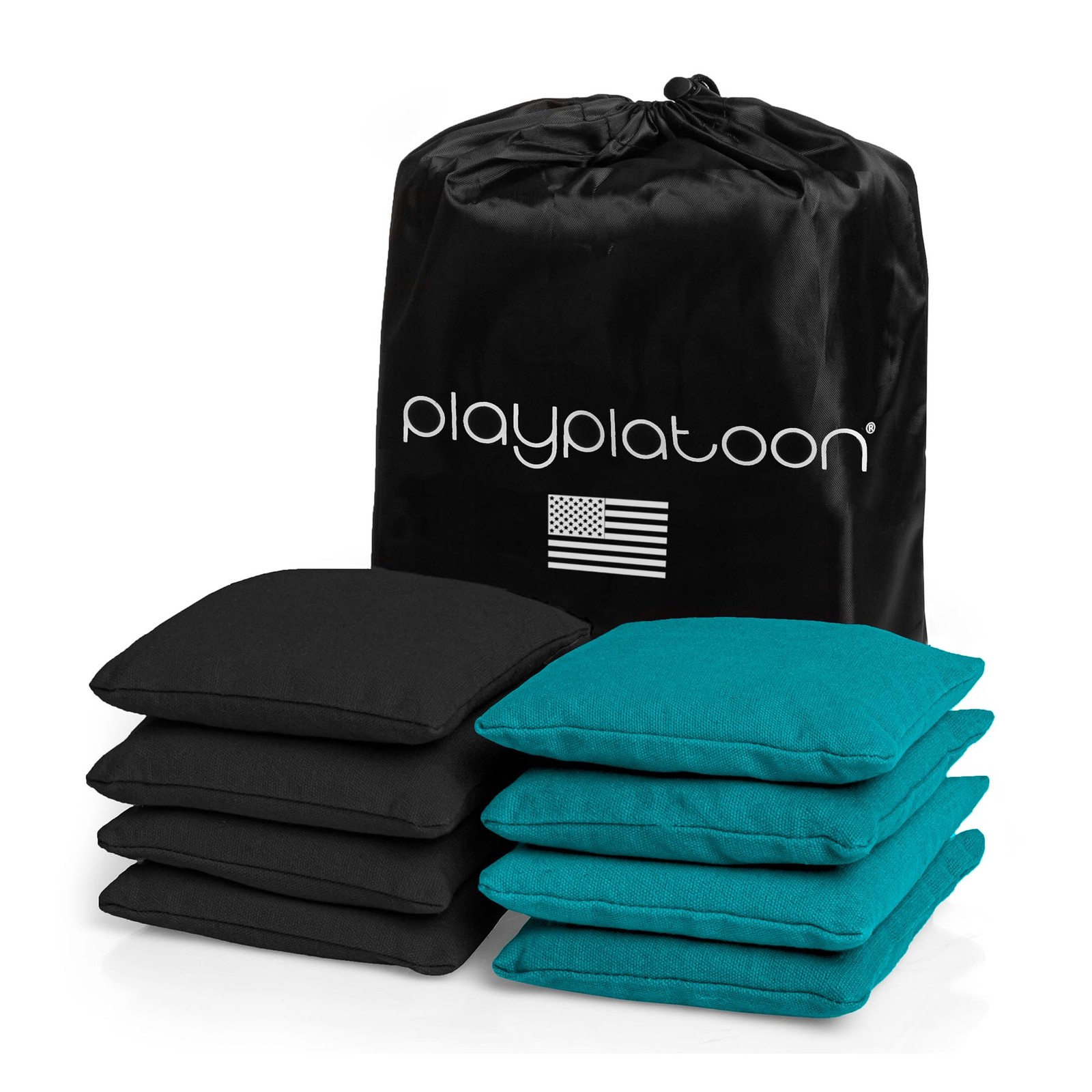 Weather Resistant Cornhole Bean Bags Set of 8 - 4 Teal & 4 Black