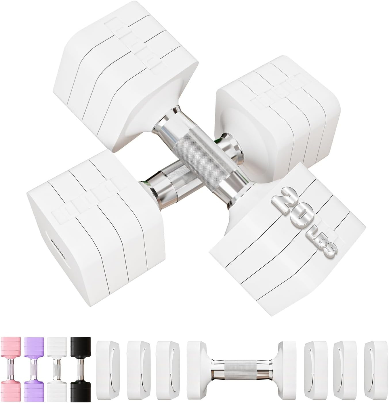 15LB 20LB 30LB 40LB 50LB Adjustable Dumbbell Set Free Weights Dumbbells Set for