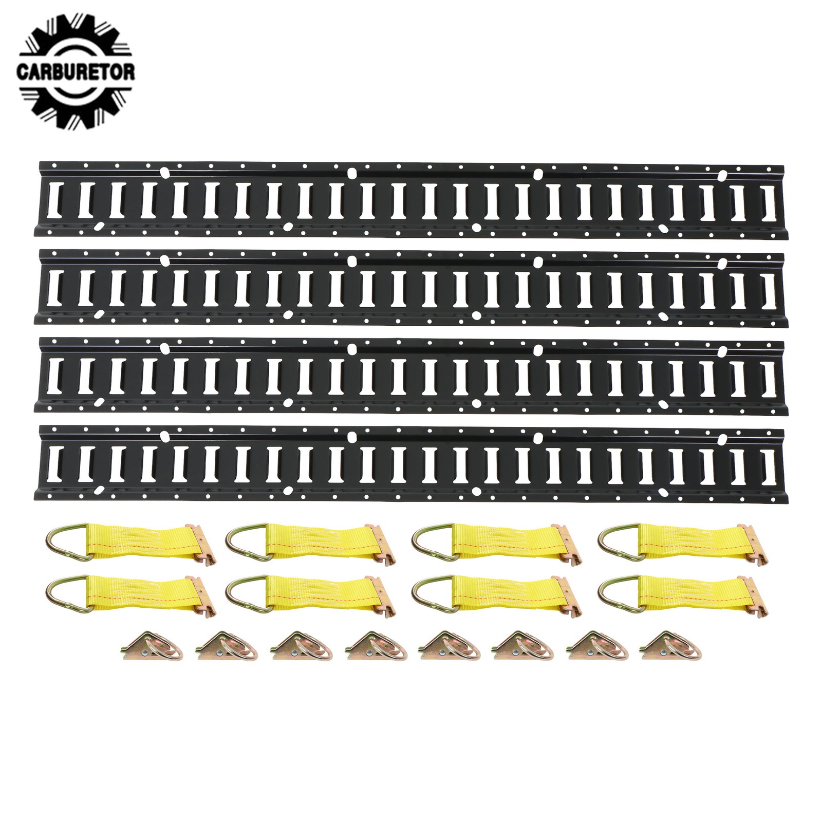 24 Pcs 4 Ft Black E Track Rails Complete Kit With Mounting Hardware For Cargo