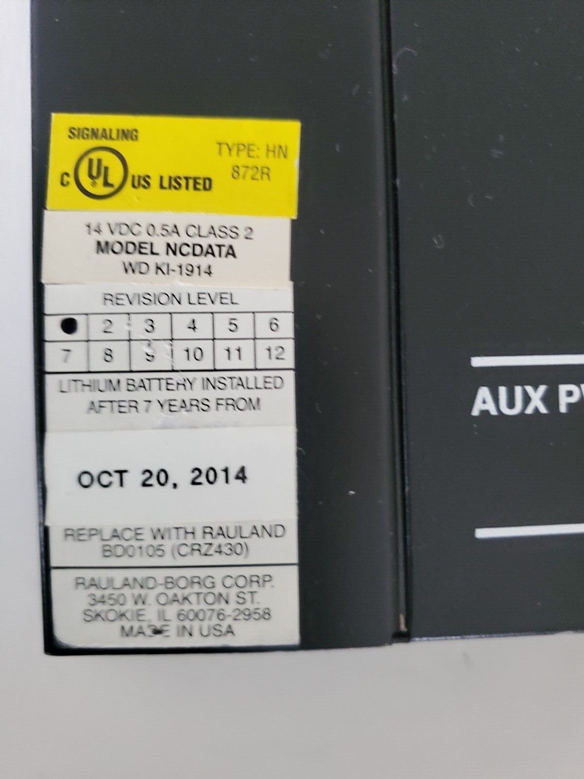 Rauland Responder X-Bus Model: NCDATA Data Interface Module Nurse Call System
