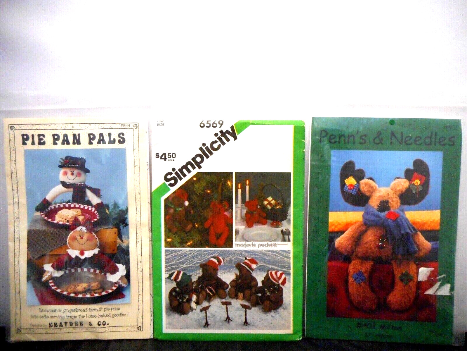 3 NEW Christmas Patterns Simplicity 6569-Pie Pan Pals-Moose + Eyes Home Decor