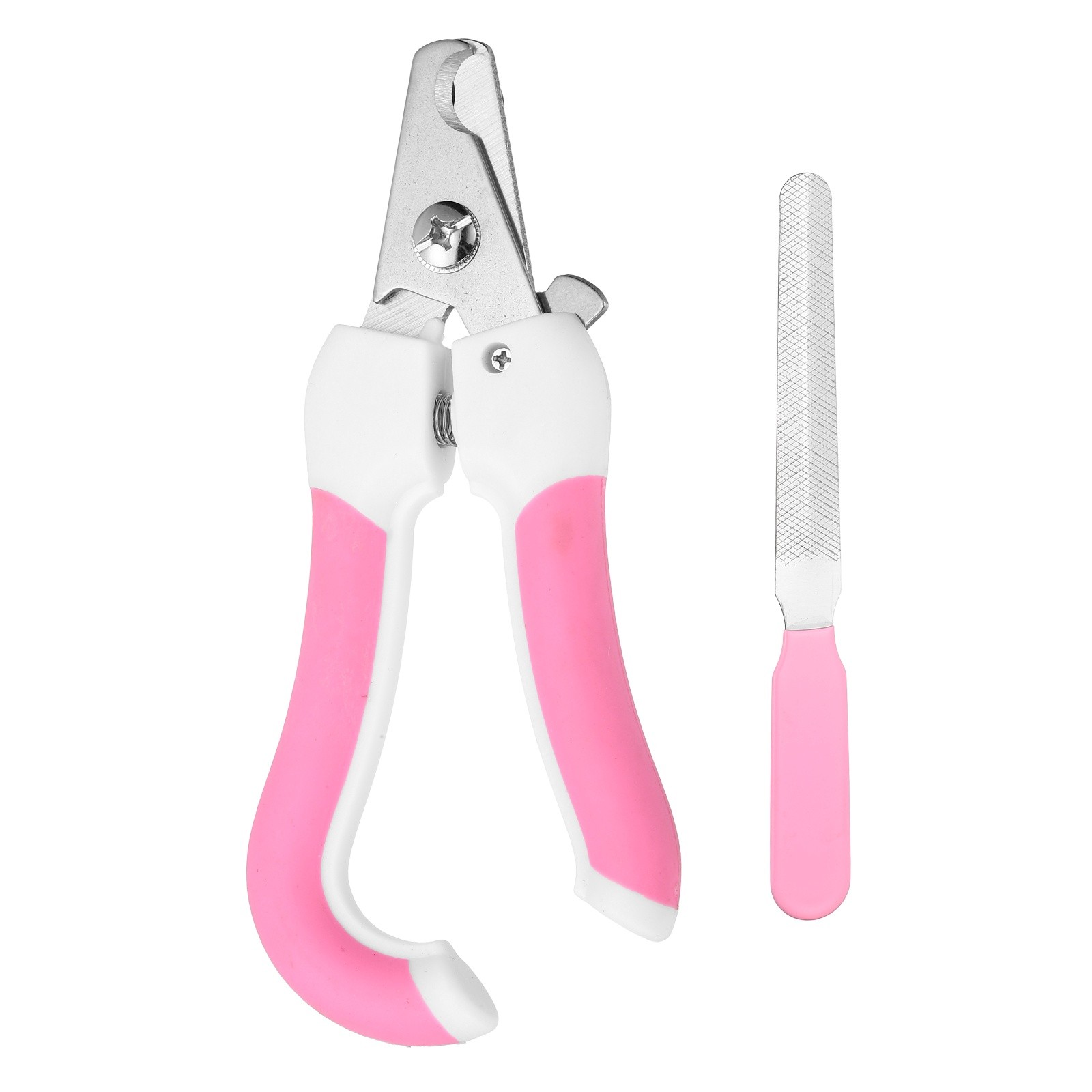 Pet Nail Clipper with Nail File, (Pink/White, 1 Set)