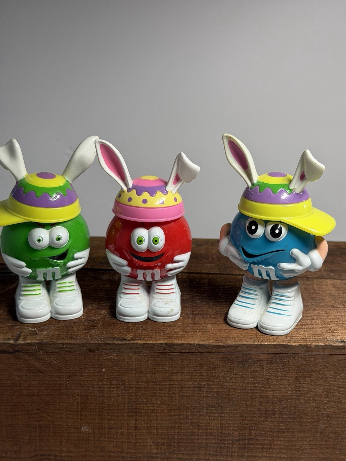 Lot of 3 M&Ms Easter Candy Containers Red Green Blue