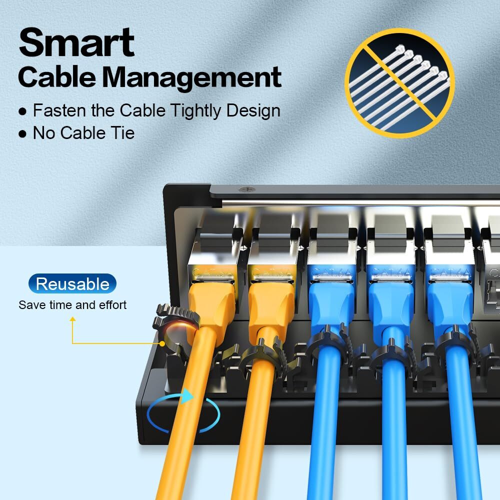 Patch Panel 6 Port CAT6A Keystone Patch Panel Shielded Network for Home/Offic...