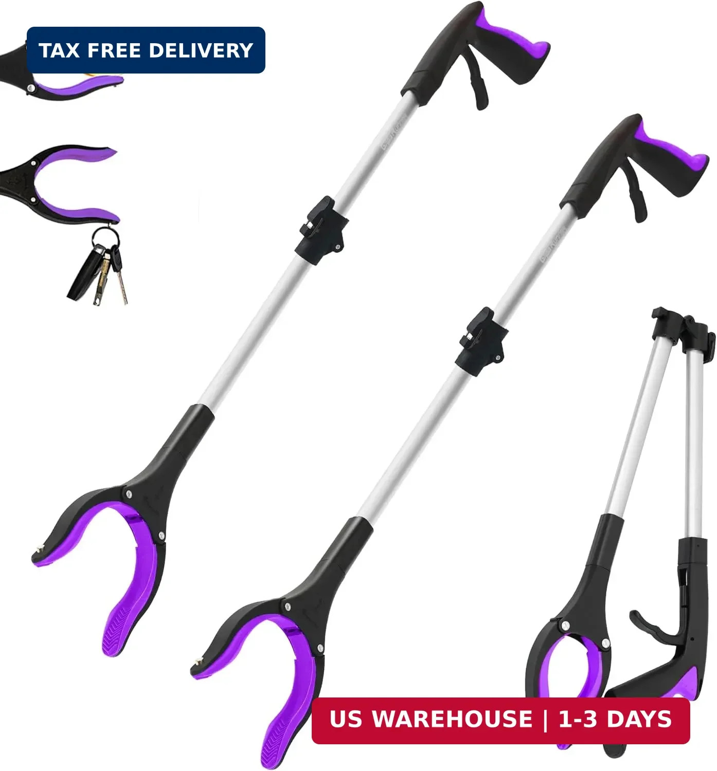 2 Pack 32 inch Heavy Duty(up to 10 lbs) Reacher Grabber Tool with Str