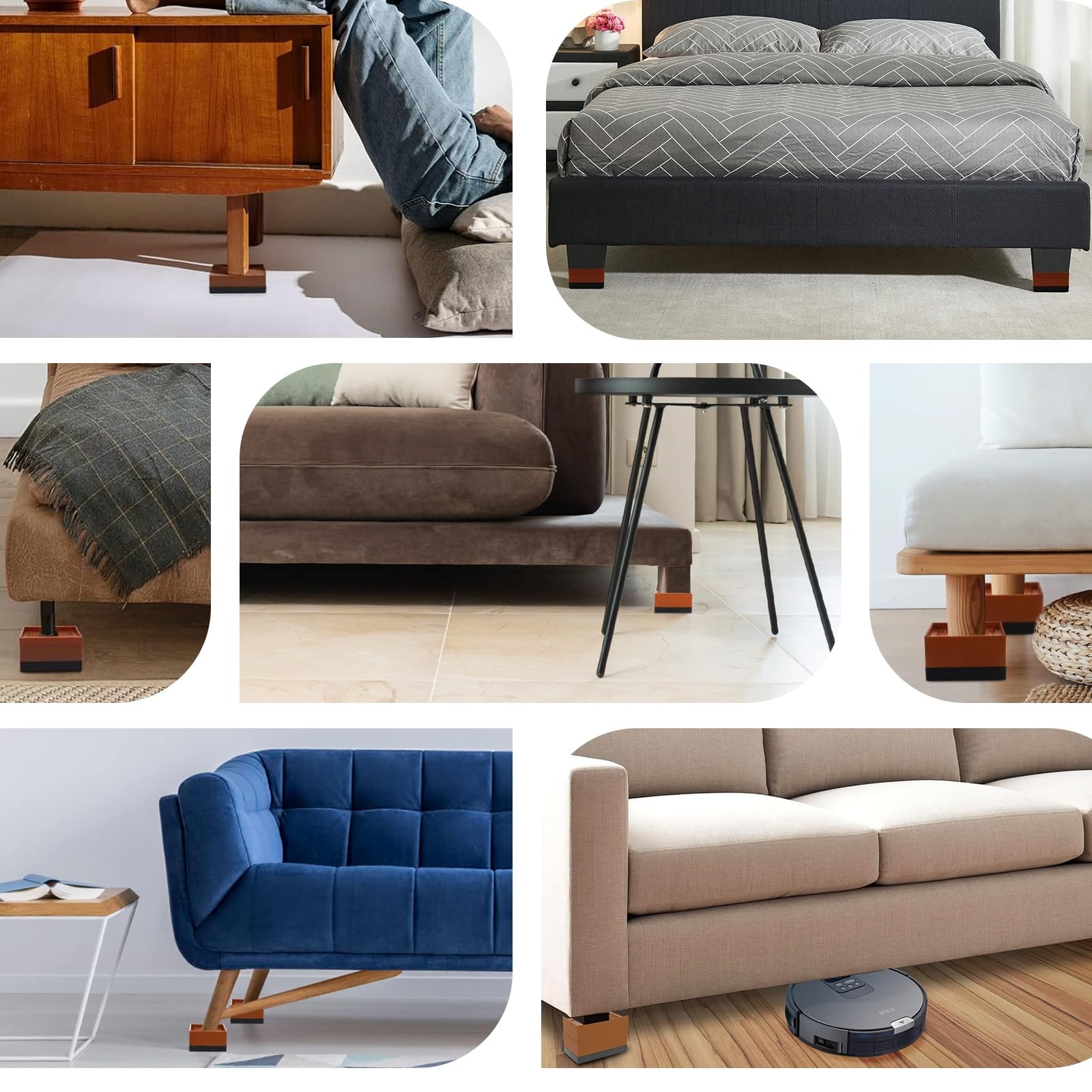 Bed Furniture Risers 3 inch, Square Adjustable Risers Blocks for Bed Sofa Tab...