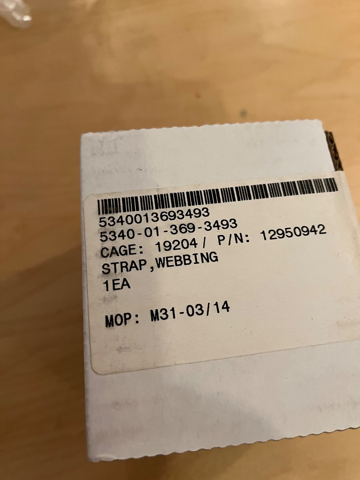 gi strap webbing, new in box,no idea of use,made usa 2014,3/8" wide,40" long