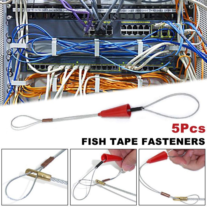 5x Red Wire Traction Tape Fastener for Electrical Fish Tape Cable Puller Power