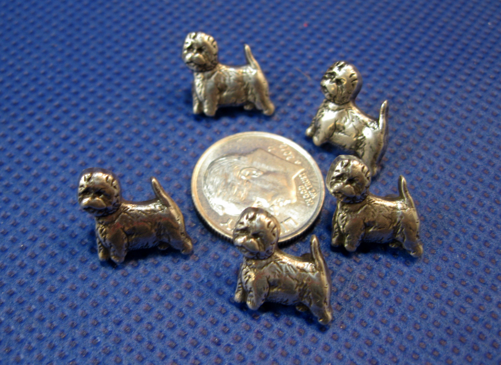 CONCHO 20 PIECES Small 10mm West Highland Terrier Dog Antique Silver Conchos NEW