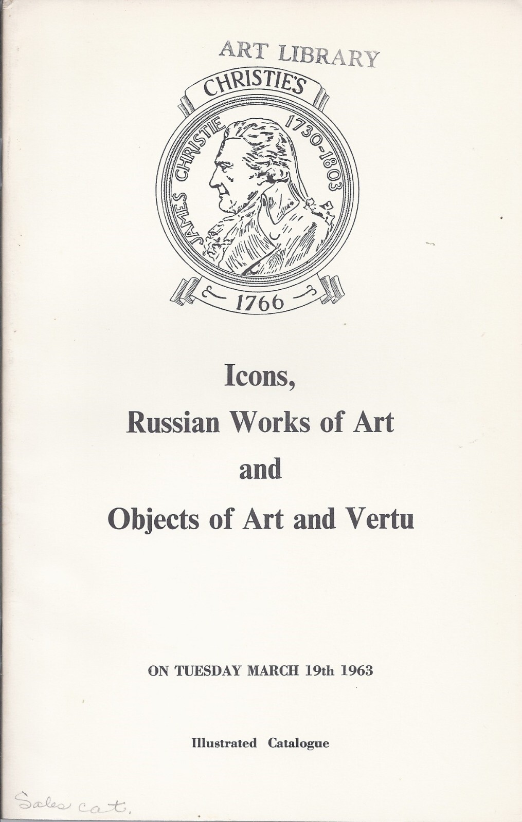F CHRISTIE’S London RUSSIAN ART ICONS Vertu Enamels Auction Catalog 1963